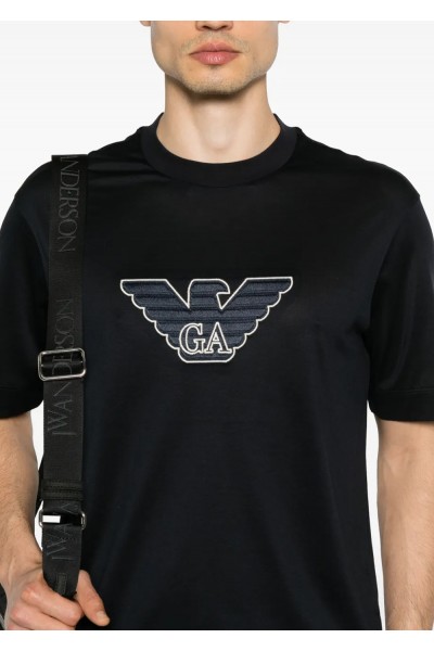 Jersey-Lyocell blend T-shirt with logo embroidery