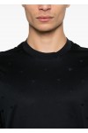 Lyocell-blend jersey T-shirt with all-over micro eagle embroidery