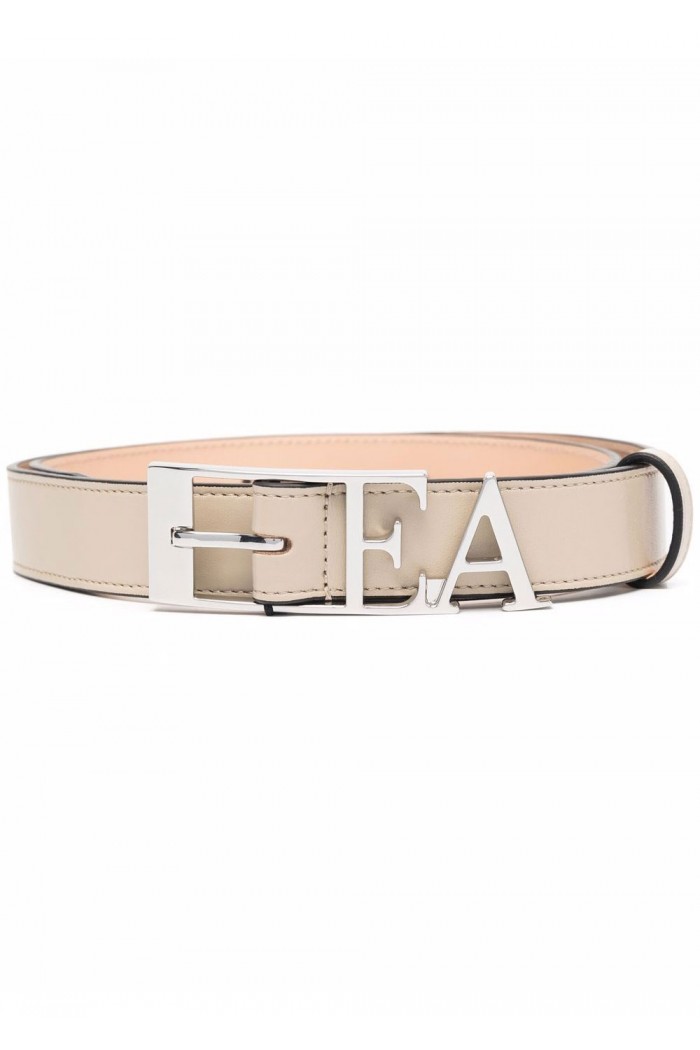 LOGO PLAQUE BUCKLE BELT WITH SILVER TONE